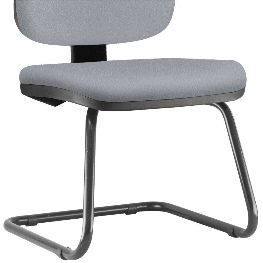 Cadeira Para Escritório Job L02 Fixa Couro Sintético Cinza - Lyam Decor