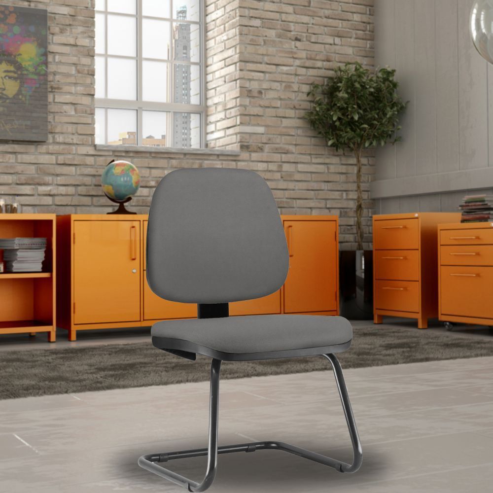 Cadeira Para Escritório Job L02 Fixa Crepe Cinza - Lyam Decor
