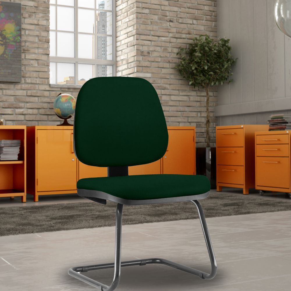 Cadeira Para Escritório Job L02 Fixa Crepe Verde Musgo - Lyam Decor