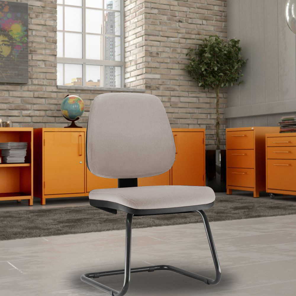 Cadeira Para Escritório Job L02 Fixa Linho Bege - Lyam Decor