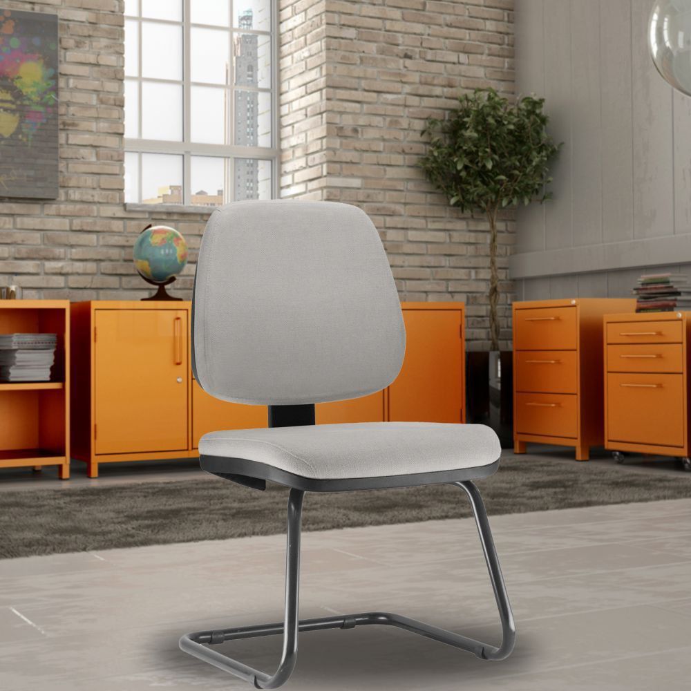 Cadeira Para Escritório Job L02 Fixa Linho Cinza - Lyam Decor