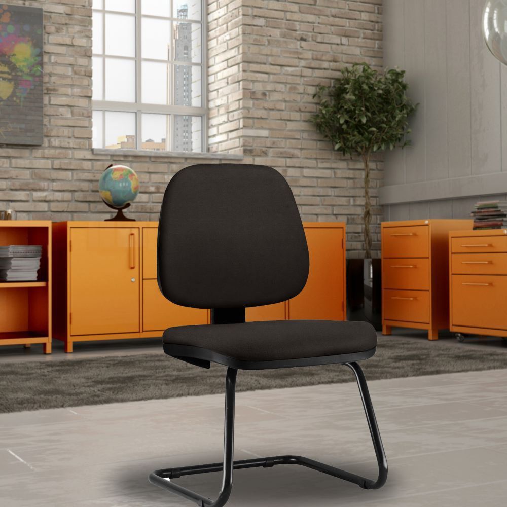 Cadeira Para Escritório Job L02 Fixa Suede Marrom - Lyam Decor