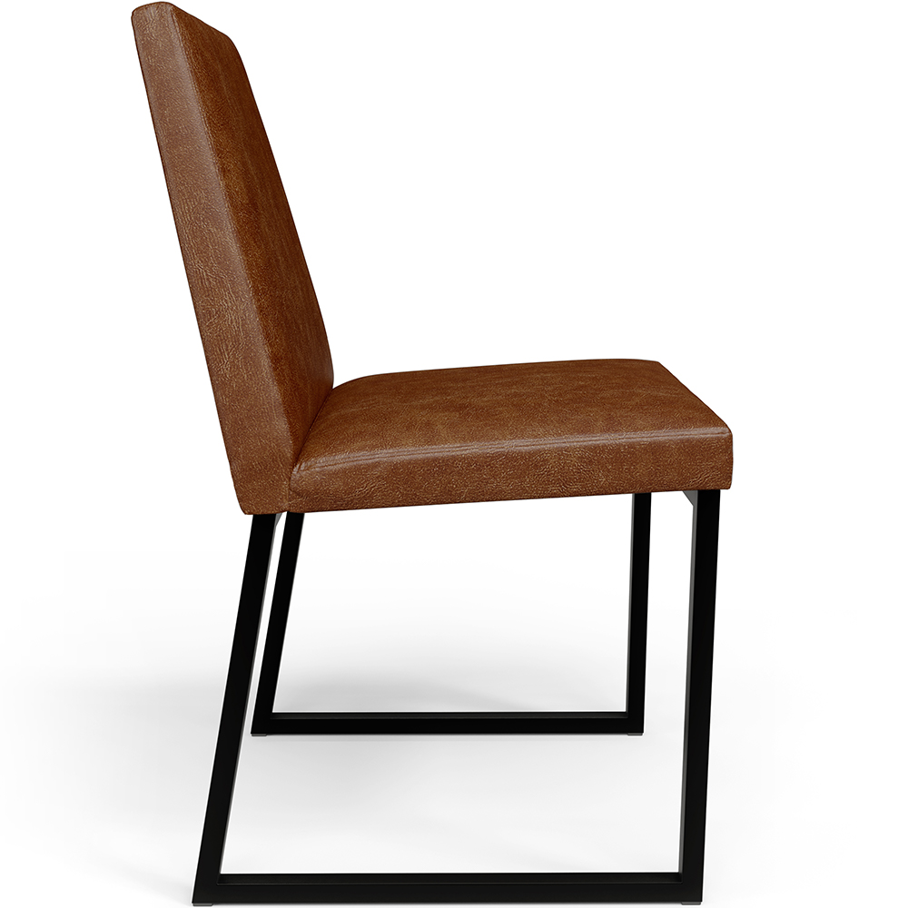 Cadeira Para Sala De Jantar Base Aço Industrial Preto Dafne L02 Couríssimo Marrom - Lyam Decor