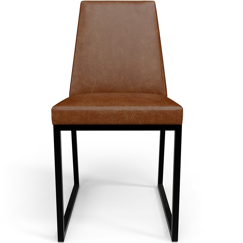 Cadeira Para Sala De Jantar Base Aço Industrial Preto Dafne L02 Couríssimo Marrom - Lyam Decor