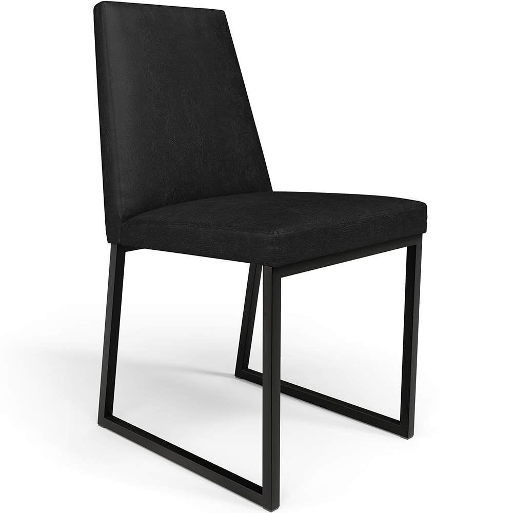 Cadeira Para Sala De Jantar Base Aço Industrial Preto Dafne L02 Couríssimo Preto - Lyam Decor