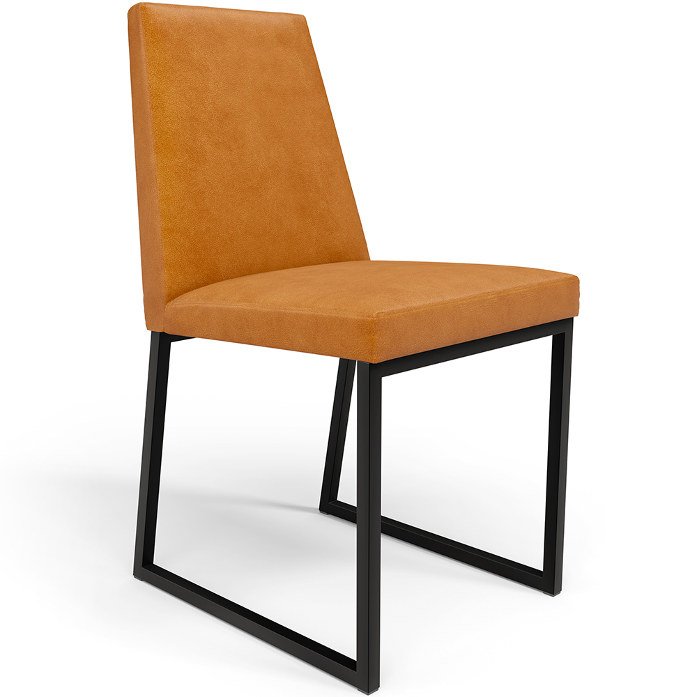 Cadeira Para Sala De Jantar Base Aço Industrial Preto Dafne L02 Couríssimo Whisky - Lyam Decor