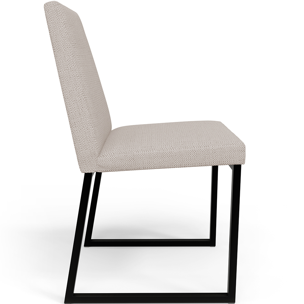 Cadeira Para Sala De Jantar Base Aço Industrial Preto Dafne L02 Linho Bege - Lyam Decor