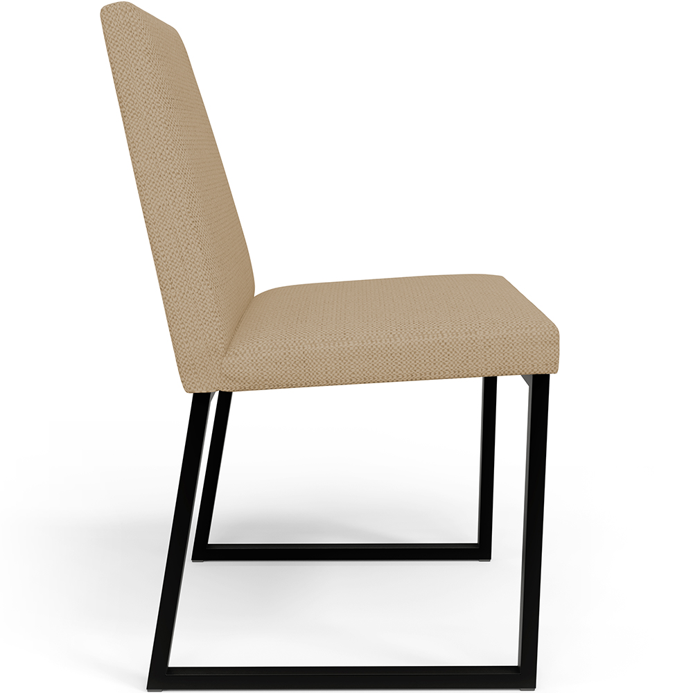 Cadeira Para Sala De Jantar Base Aço Industrial Preto Dafne L02 Linho Bege Escuro - Lyam Decor