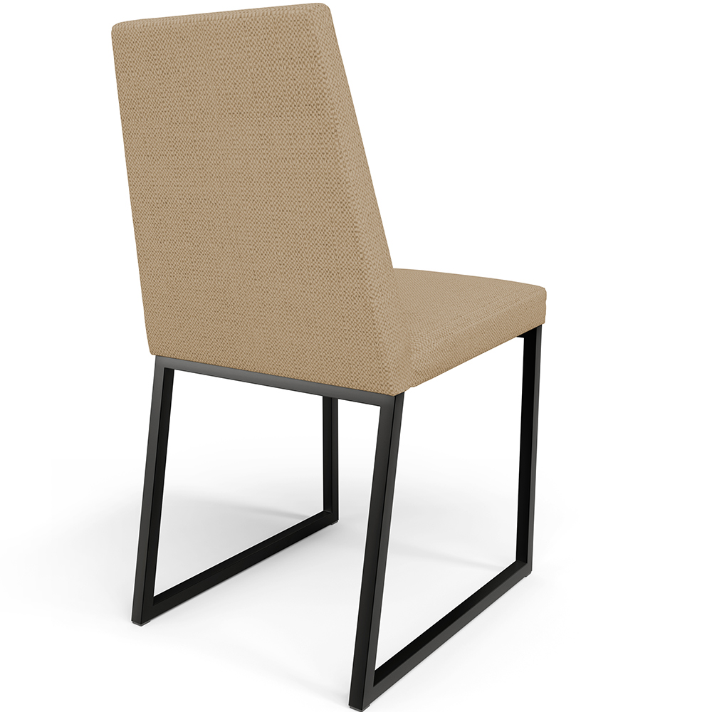Cadeira Para Sala De Jantar Base Aço Industrial Preto Dafne L02 Linho Bege Escuro - Lyam Decor
