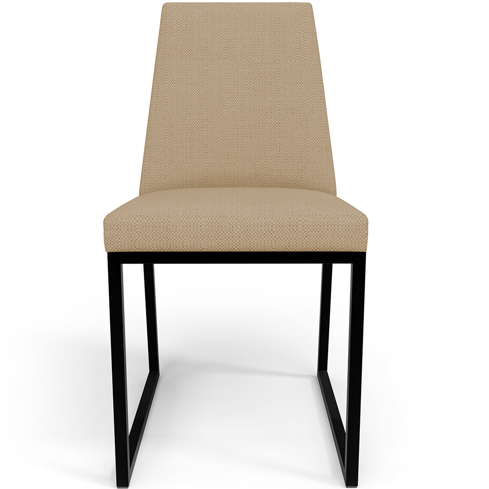 Cadeira Para Sala De Jantar Base Aço Industrial Preto Dafne L02 Linho Bege Escuro - Lyam Decor