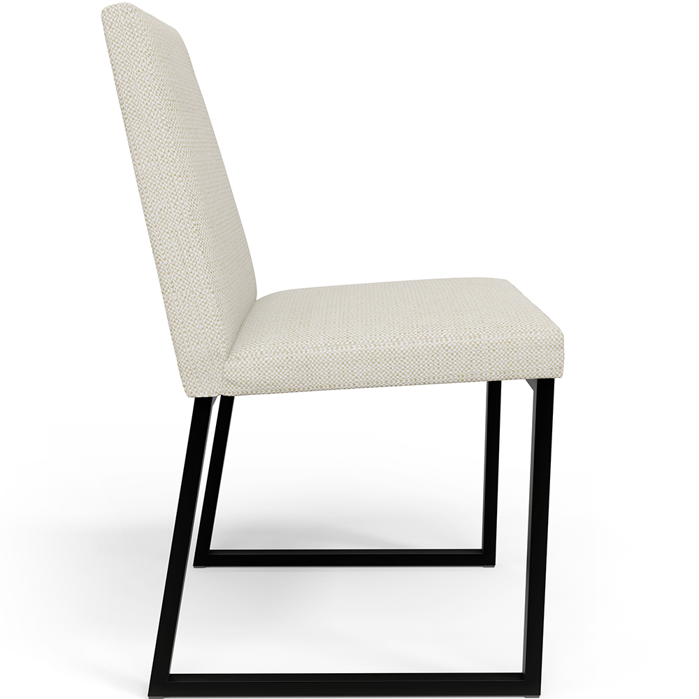 Cadeira Para Sala De Jantar Base Aço Industrial Preto Dafne L02 Linho Champagne - Lyam Decor