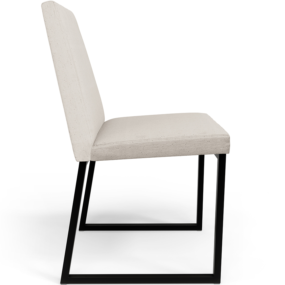 Cadeira Para Sala De Jantar Base Aço Industrial Preto Dafne L02 Linho Cru - Lyam Decor