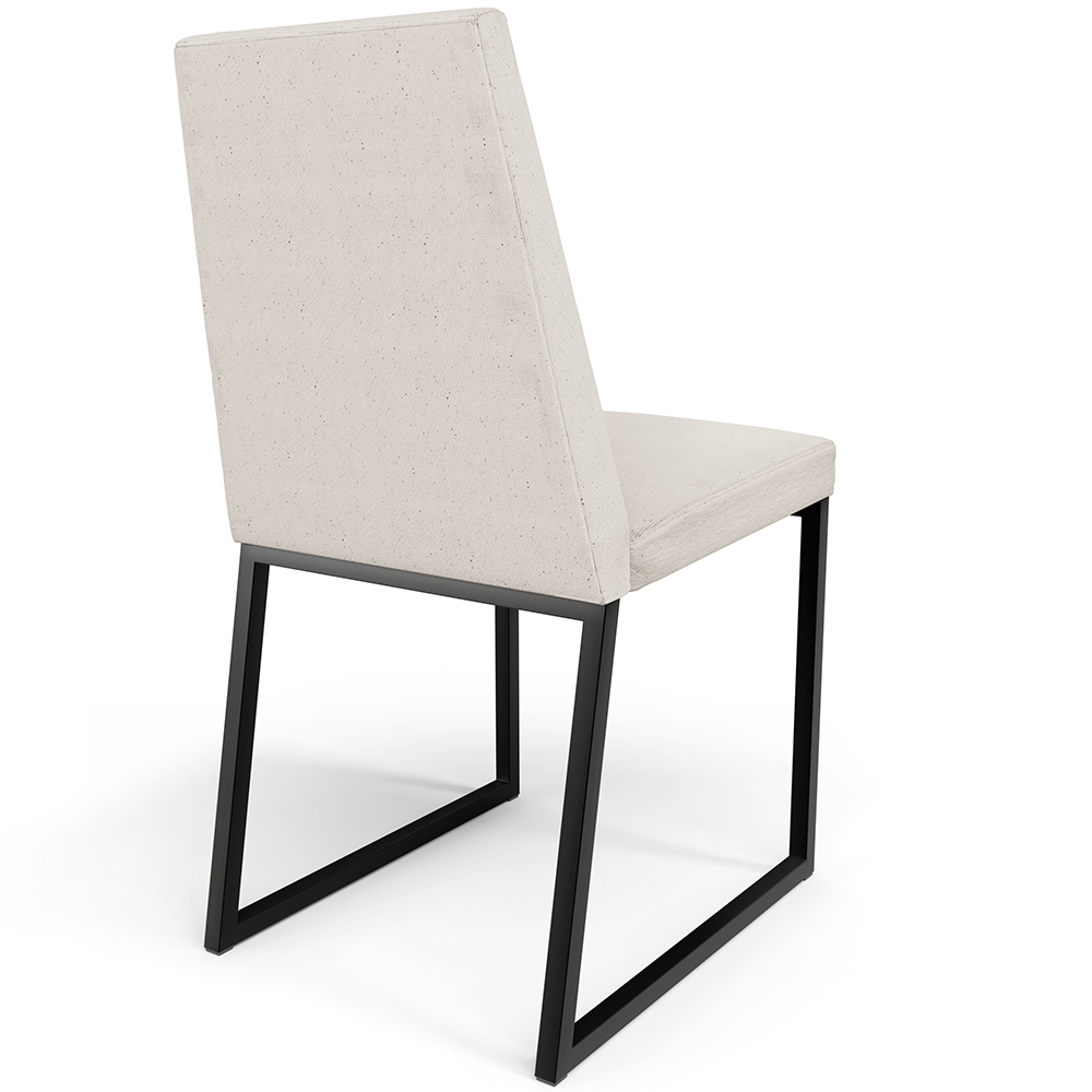 Cadeira Para Sala De Jantar Base Aço Industrial Preto Dafne L02 Linho Cru - Lyam Decor