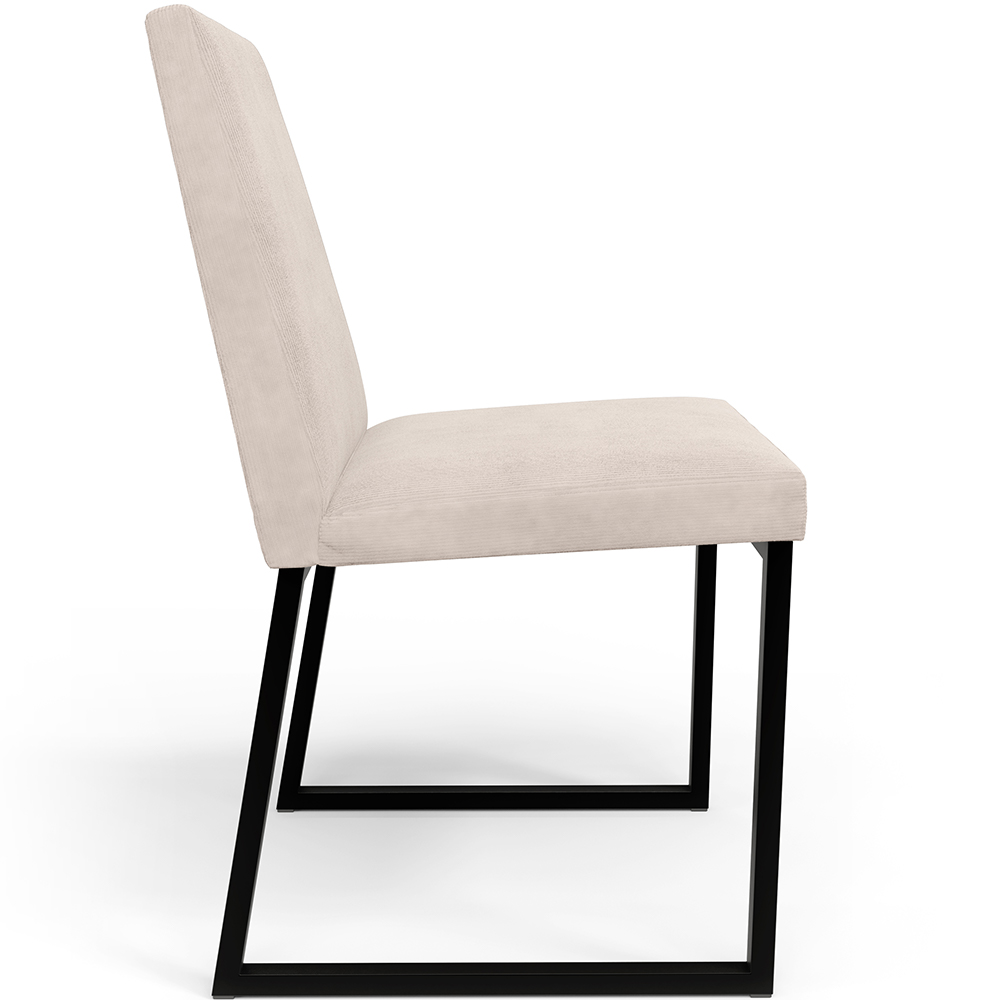 Cadeira Para Sala De Jantar Base Aço Industrial Preto Dafne L02 Suede Bege - Lyam Decor
