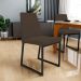 Cadeira Para Sala De Jantar Base Aço Industrial Preto Dafne L02 Suede Marrom - Lyam Decor