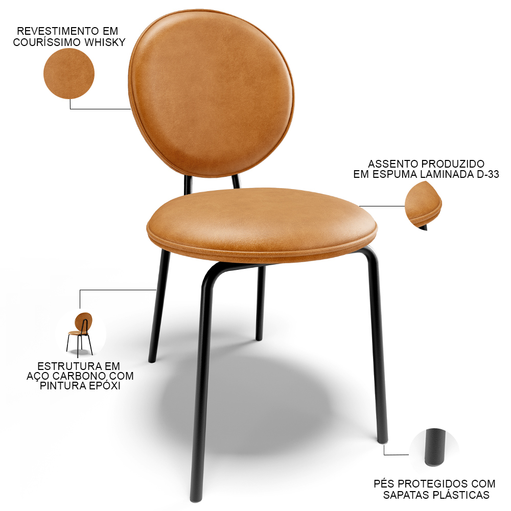 Cadeira Para Sala de Jantar Cozinha Évora L02 Couríssimo Whisky - Lyam