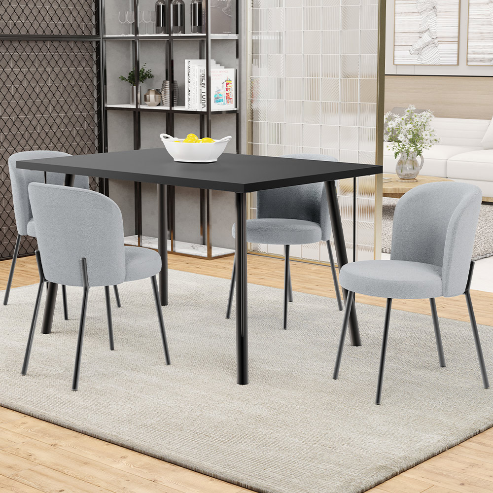 Cadeira Para Sala de Jantar Cozinha Estofada Gavi L02 Bouclê Cinza - Lyam Decor