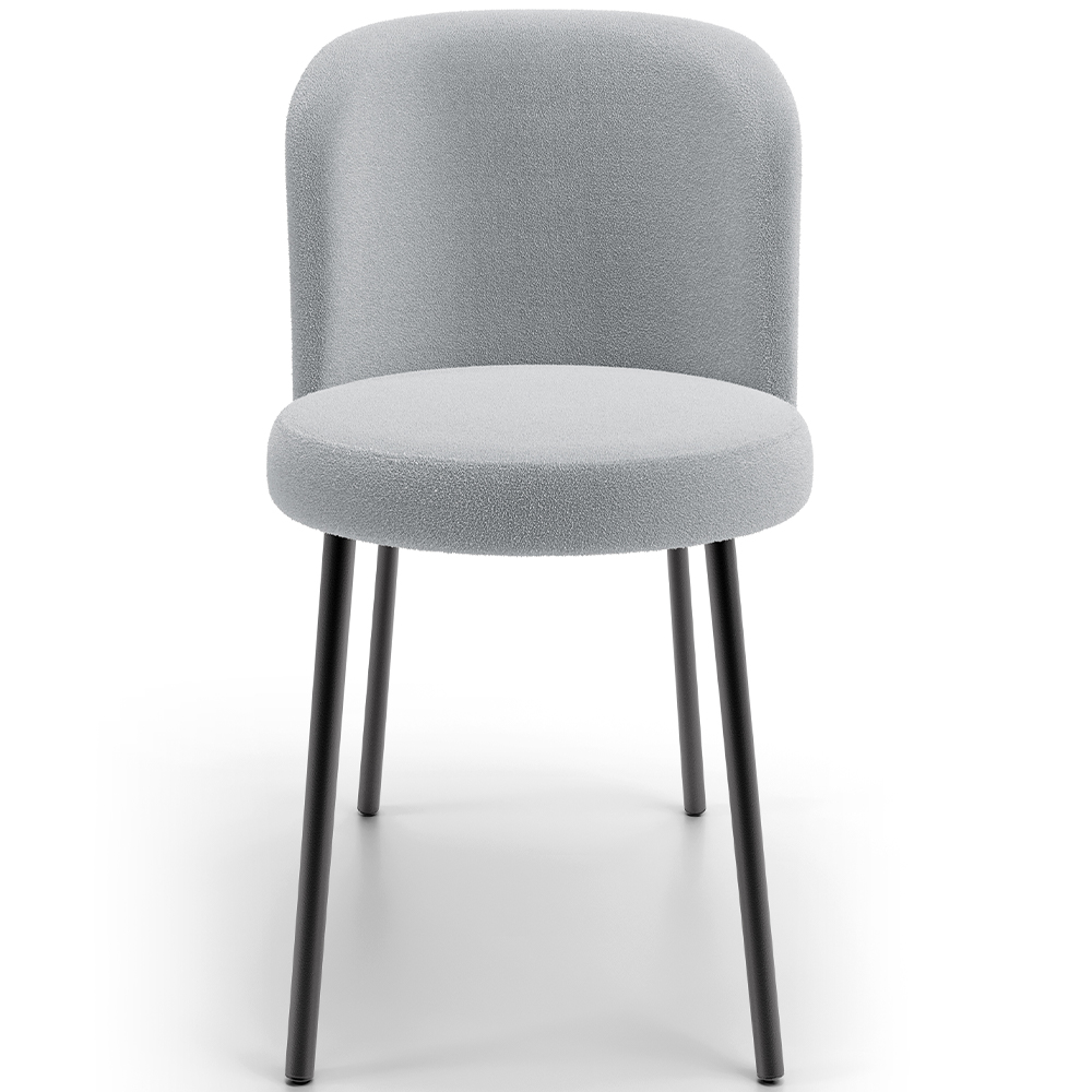 Cadeira Para Sala de Jantar Cozinha Estofada Gavi L02 Bouclê Cinza - Lyam Decor
