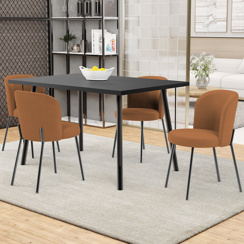 Cadeira Para Sala de Jantar Cozinha Estofada Gavi L02 Bouclê Terracota - Lyam Decor
