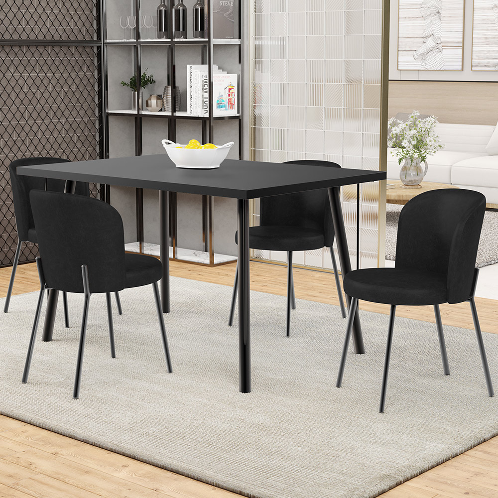 Cadeira Para Sala de Jantar Cozinha Estofada Gavi L02 Couríssimo Preto - Lyam Decor
