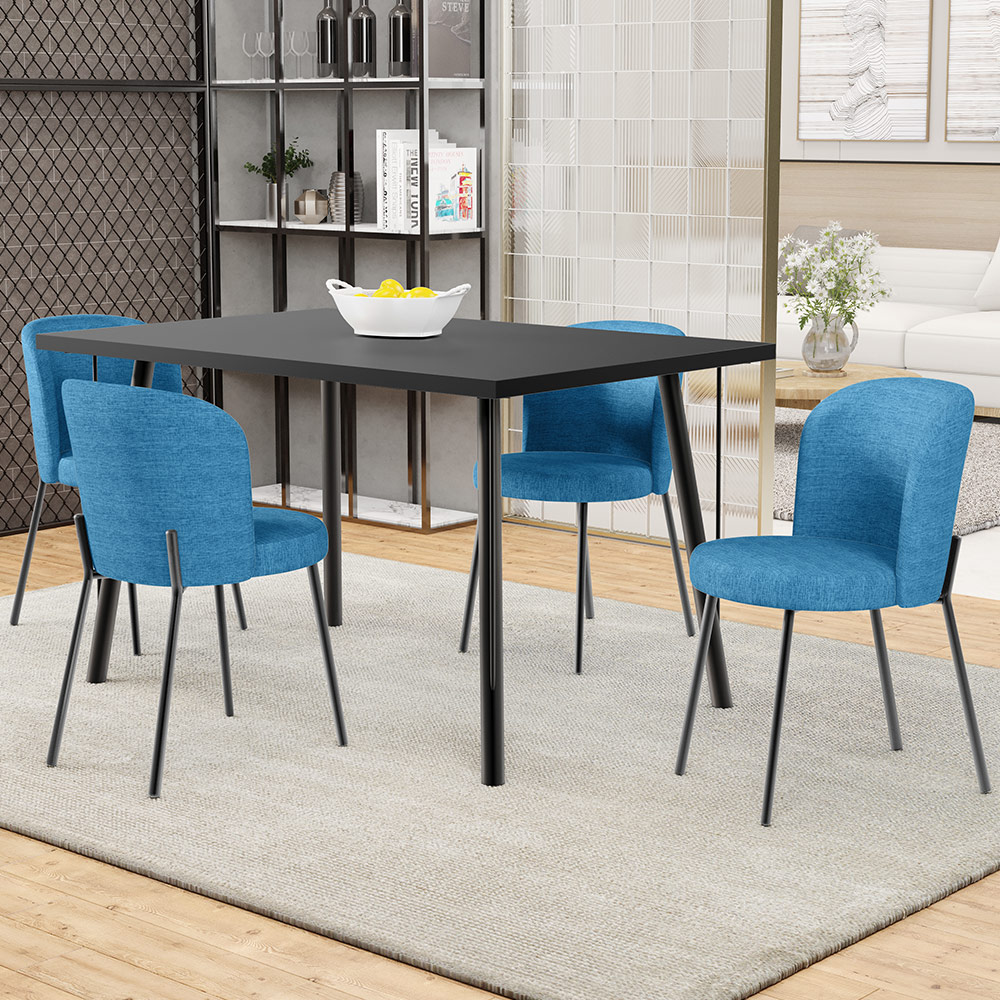 Cadeira Para Sala de Jantar Cozinha Estofada Gavi L02 Linho Azul - Lyam Decor