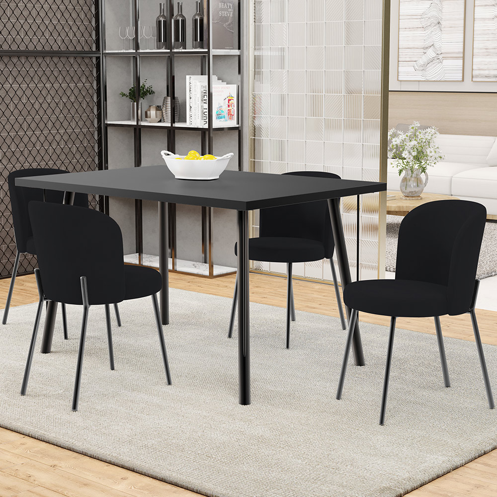 Cadeira Para Sala de Jantar Cozinha Estofada Gavi L02 Suede Preto - Lyam Decor