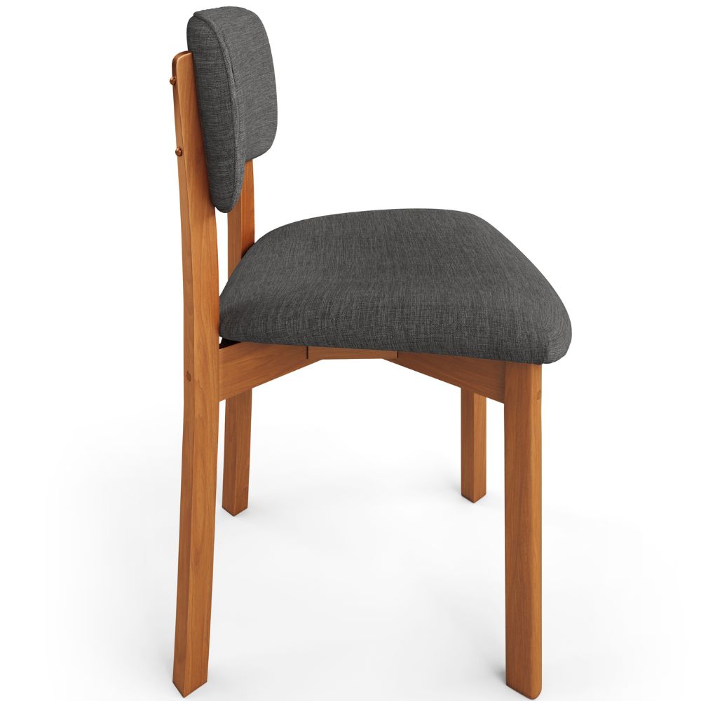 Cadeira Para Sala de Jantar Cozinha Living Estofada Dara L02 Linho Cinza Escuro - Lyam Decor