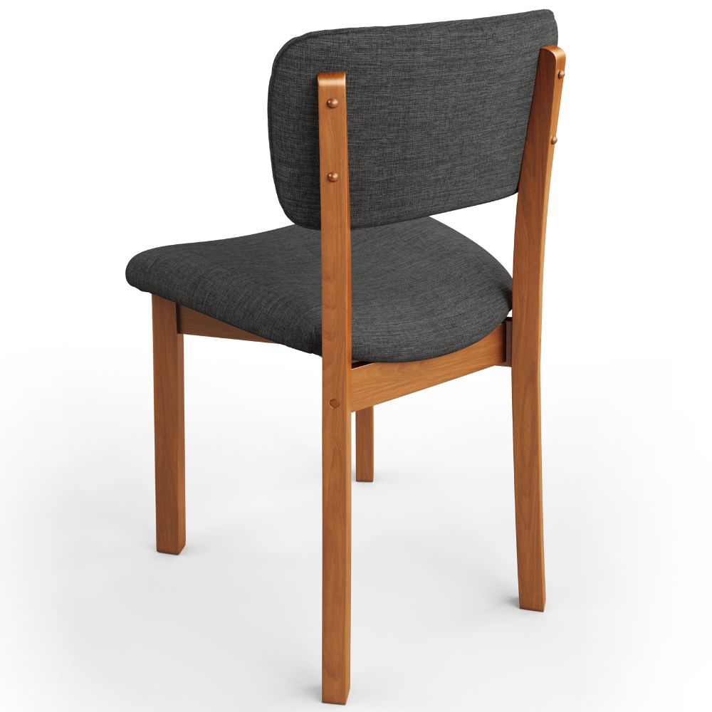 Cadeira Para Sala de Jantar Cozinha Living Estofada Dara L02 Linho Cinza Escuro - Lyam Decor