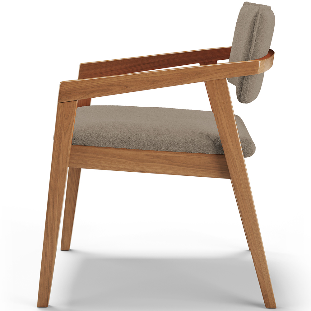 Cadeira Para Sala de Jantar Estar Living Giorgia L02 Bouclê Bege - Lyam Decor