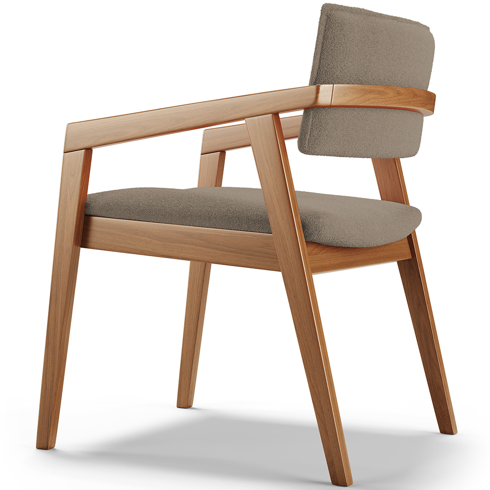 Cadeira Para Sala de Jantar Estar Living Giorgia L02 Bouclê Bege - Lyam Decor