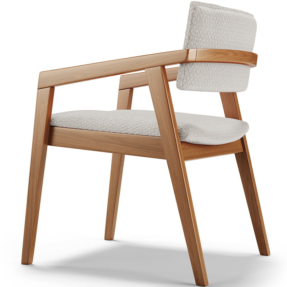 Cadeira Para Sala de Jantar Estar Living Giorgia L02 Bouclê Cru - Lyam Decor