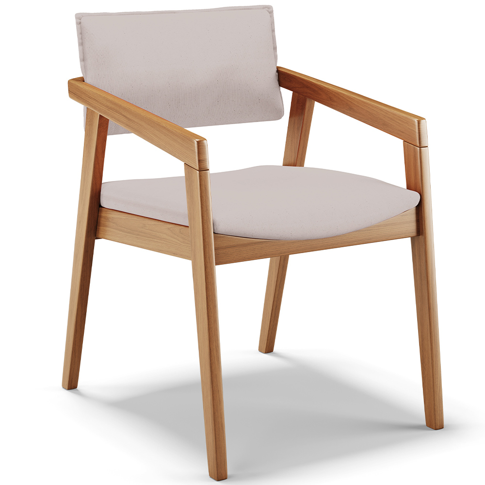 Cadeira Para Sala de Jantar Estar Living Giorgia L02 Linho Bege - Lyam Decor