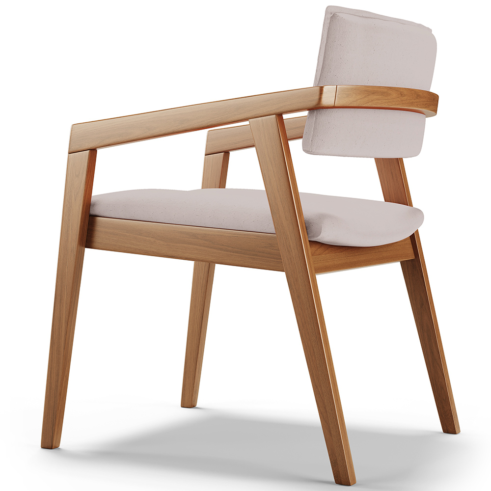 Cadeira Para Sala de Jantar Estar Living Giorgia L02 Linho Bege - Lyam Decor