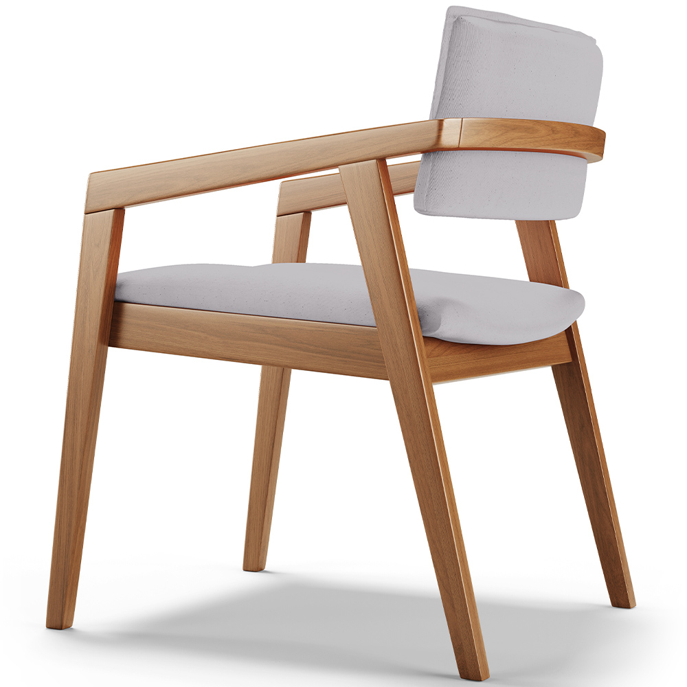 Cadeira Para Sala de Jantar Estar Living Giorgia L02 Linho Cinza - Lyam Decor