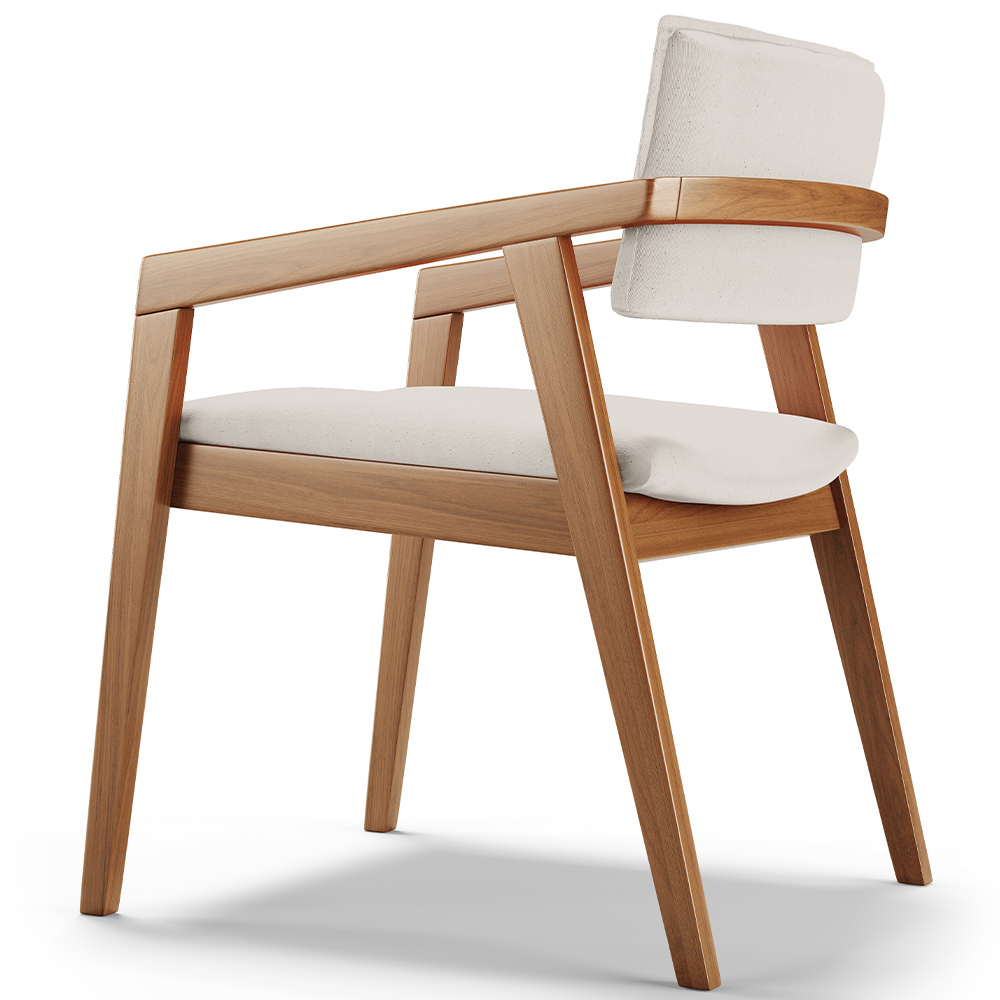 Cadeira Para Sala de Jantar Estar Living Giorgia L02 Linho Cru - Lyam Decor