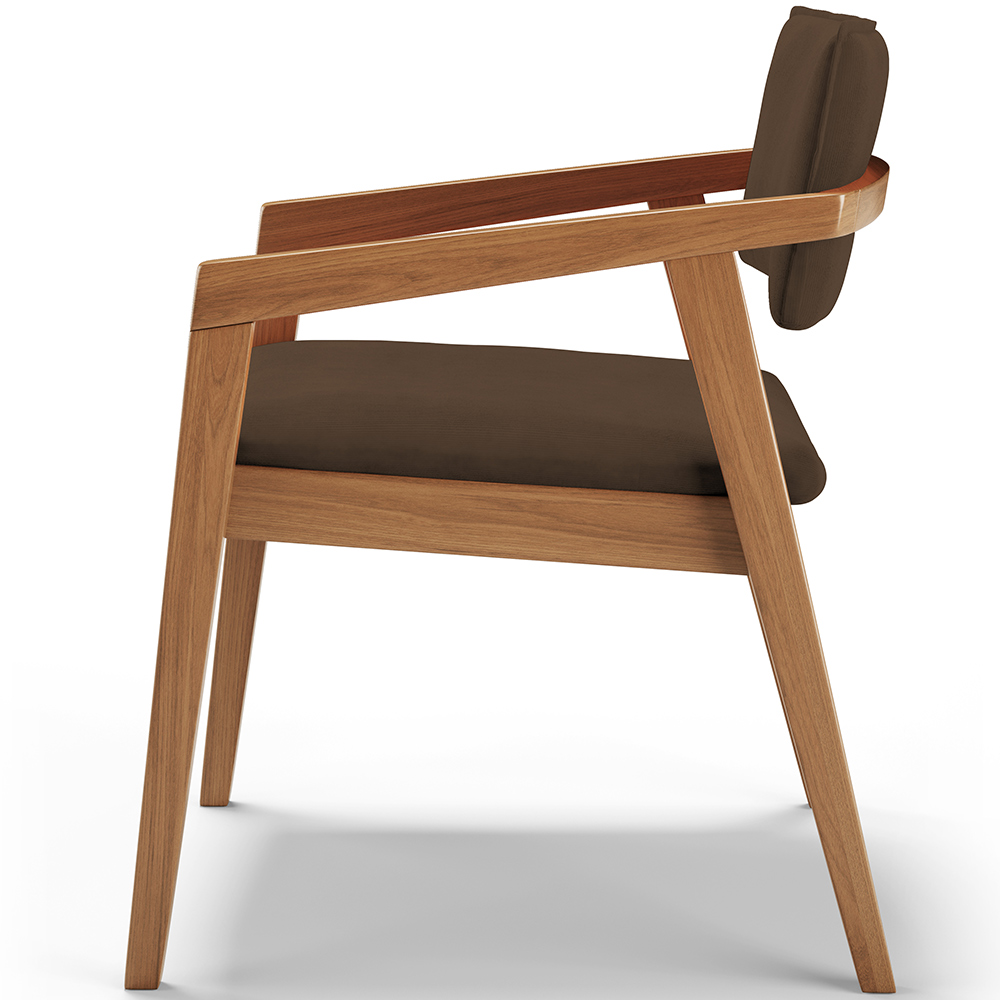 Cadeira Para Sala de Jantar Estar Living Giorgia L02 Suede Marrom - Lyam Decor