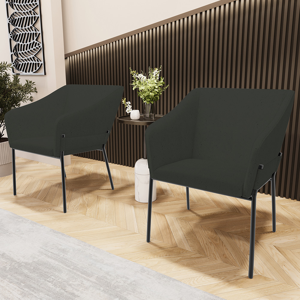 Cadeira Para Sala de Jantar Estar Living Olívia L02  Linho Verde Musgo - Lyam Decor