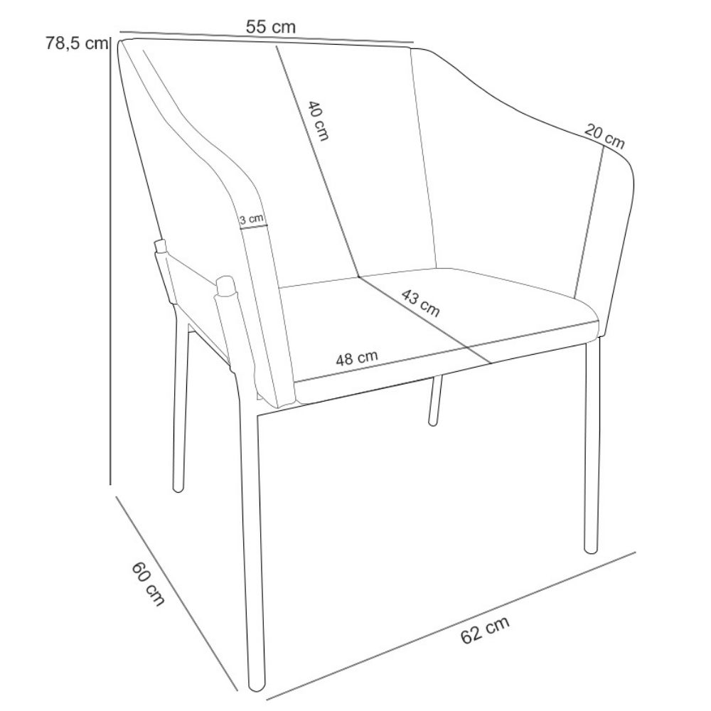 Cadeira Para Sala de Jantar Estar Living Olívia L02 Linho Chumbo - Lyam Decor