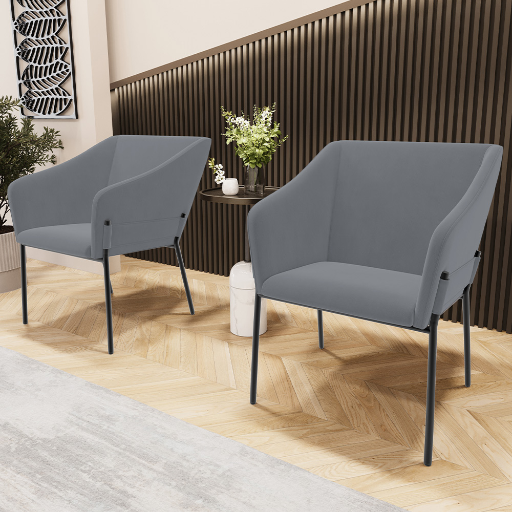 Cadeira Para Sala de Jantar Estar Living Olívia L02 Suede Cinza - Lyam Decor