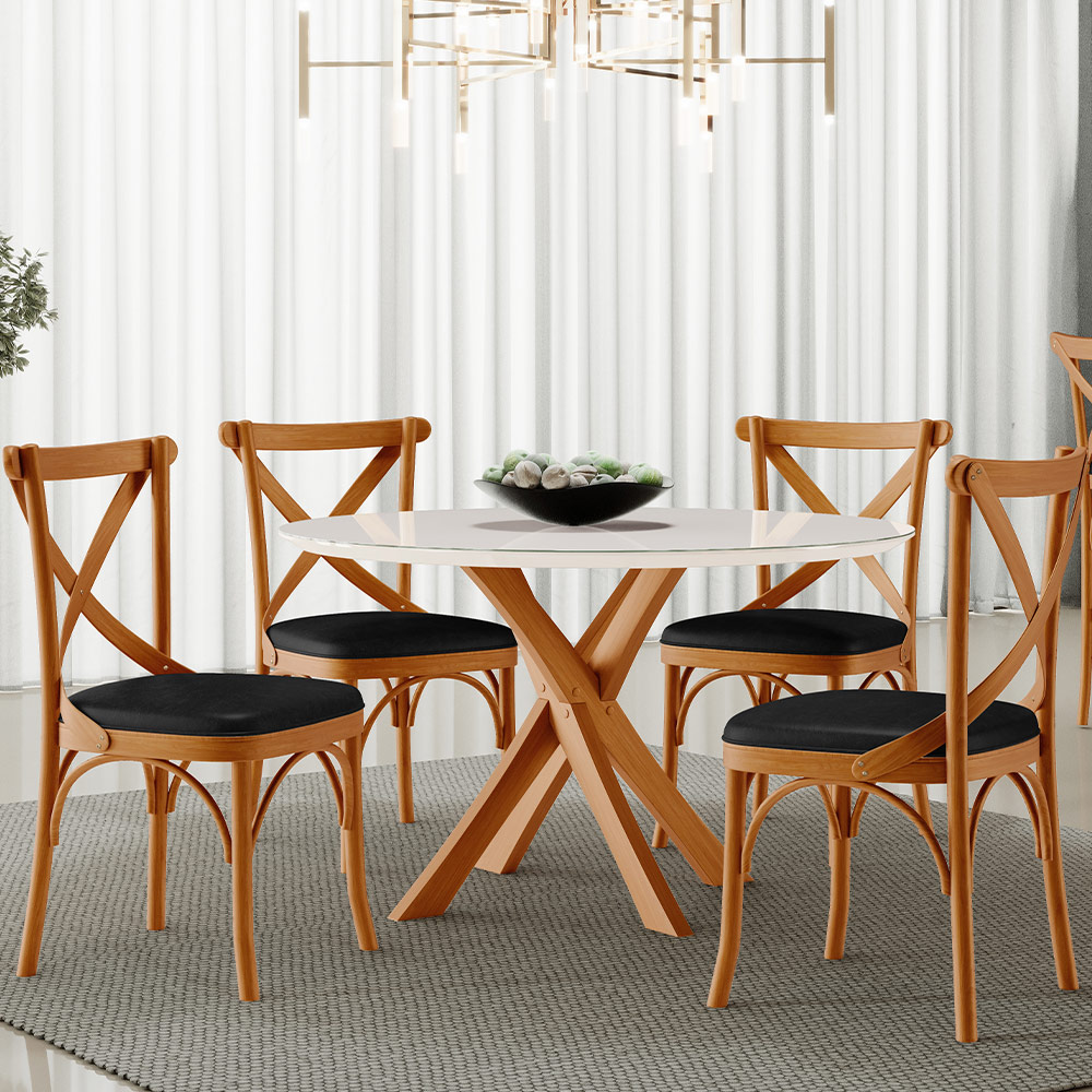 Cadeira Para Sala de Jantar e Estar Living Estofada Ávila L02 Couríssimo Preto - Lyam