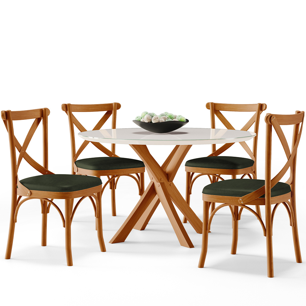 Cadeira Para Sala de Jantar e Estar Living Estofada Ávila L02 Couríssimo Verde Musgo - Lyam