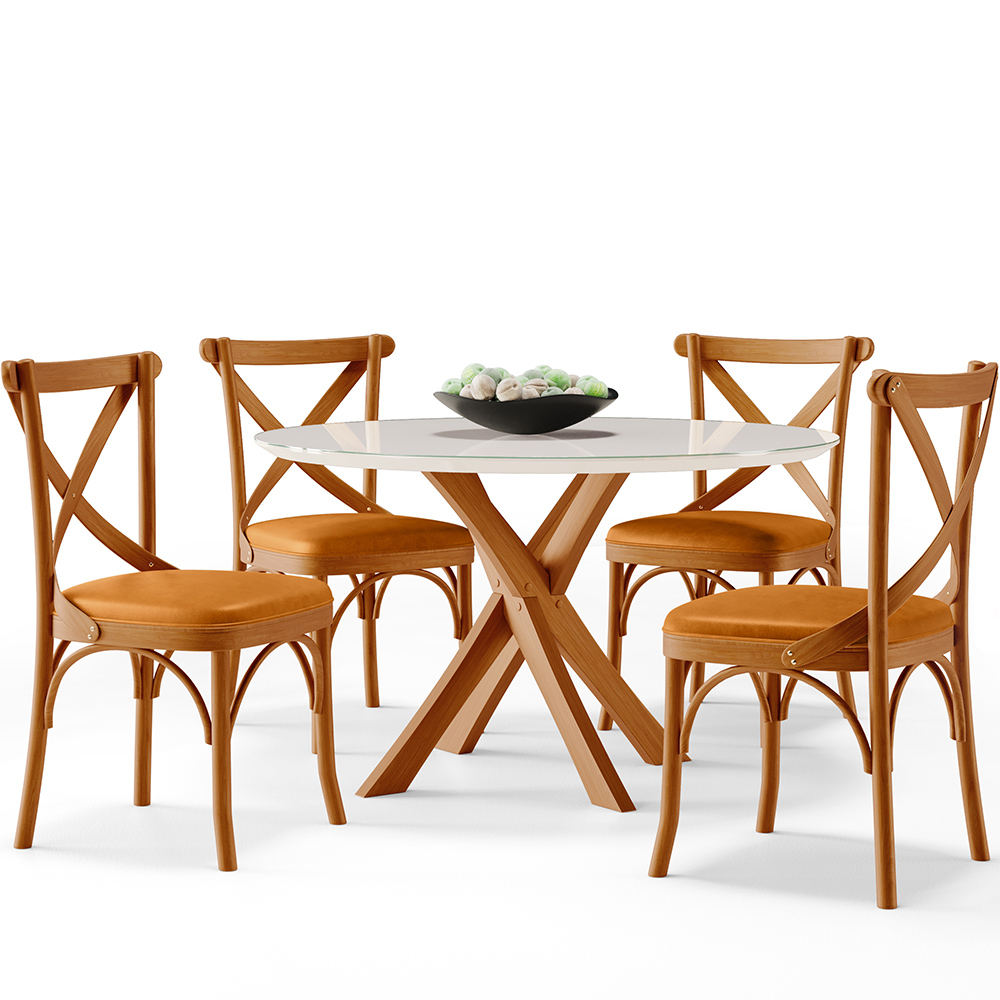Cadeira Para Sala de Jantar e Estar Living Estofada Ávila L02 Couríssimo Whisky - Lyam