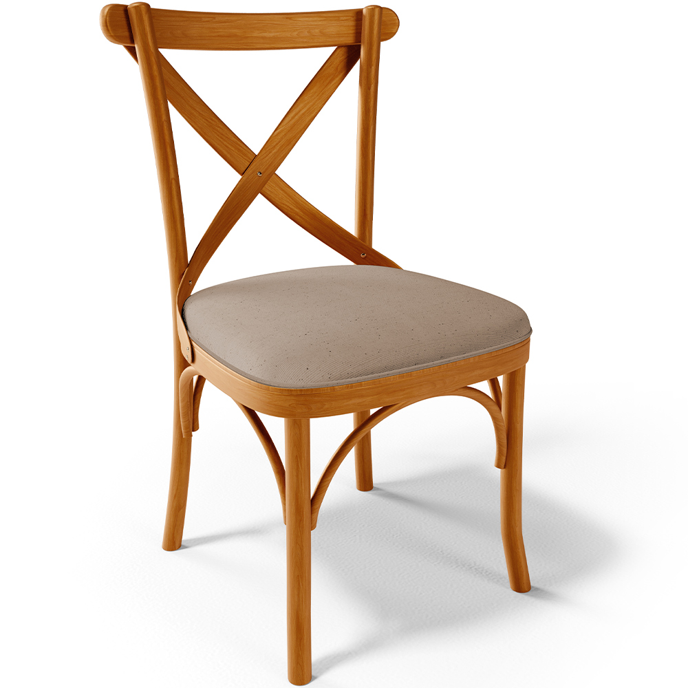 Cadeira Para Sala de Jantar e Estar Living Estofada Ávila L02 Linho Bege Escuro - Lyam