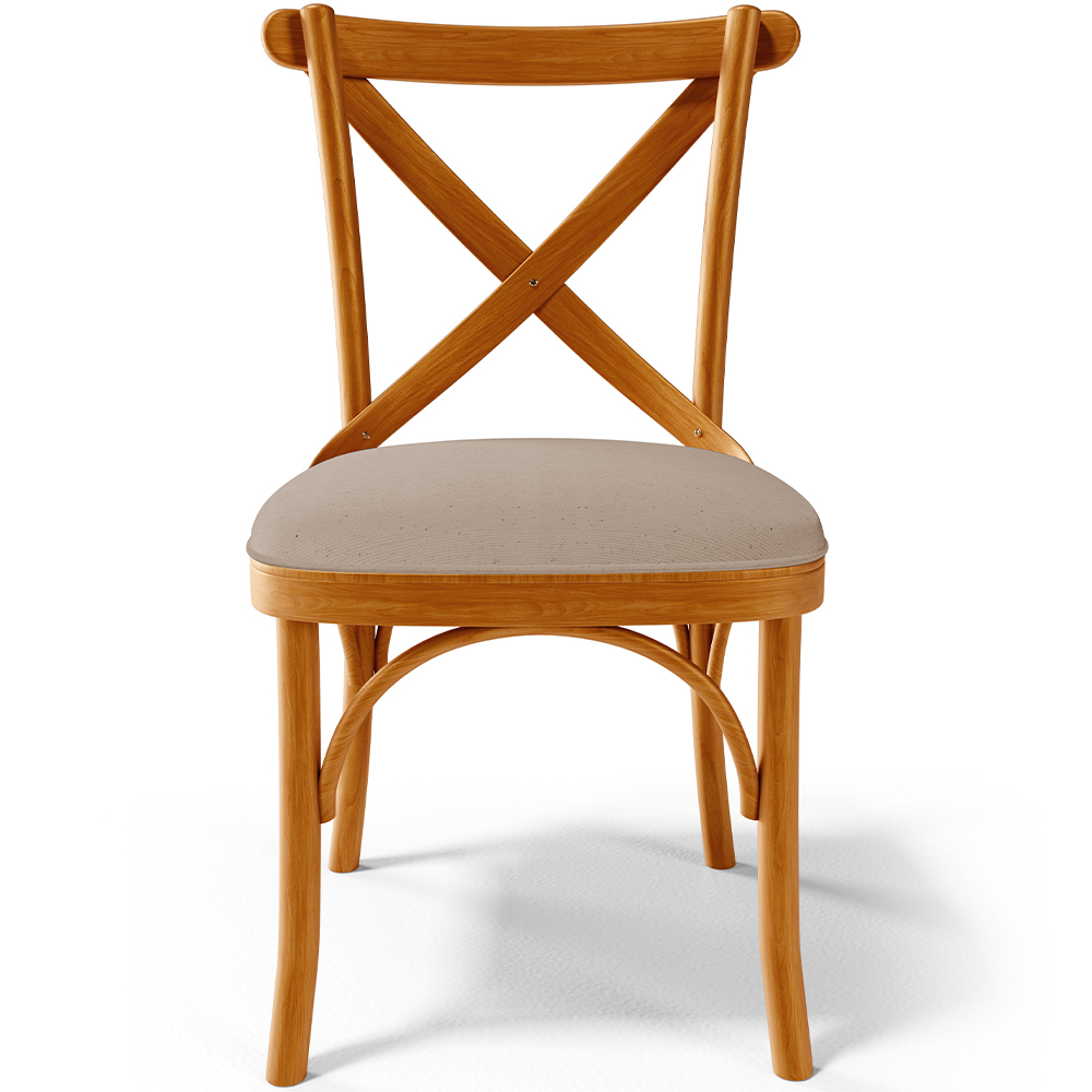 Cadeira Para Sala de Jantar e Estar Living Estofada Ávila L02 Linho Bege Escuro - Lyam