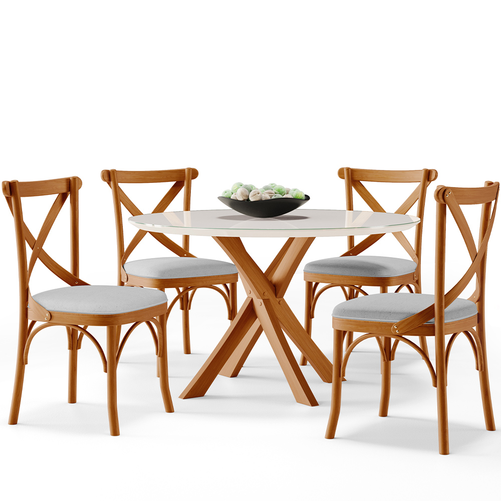 Cadeira Para Sala de Jantar e Estar Living Estofada Ávila L02 Linho Cinza - Lyam