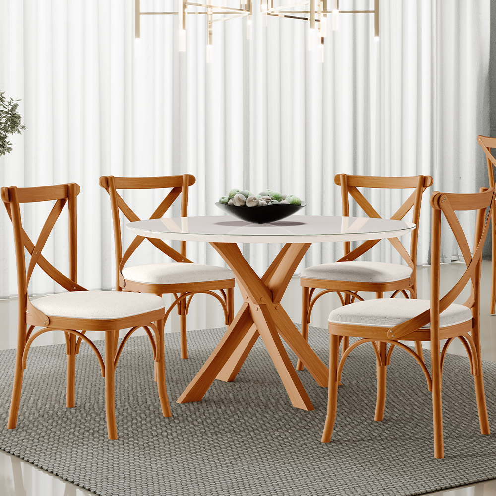 Cadeira Para Sala de Jantar e Estar Living Estofada Ávila L02 Linho Cru - Lyam