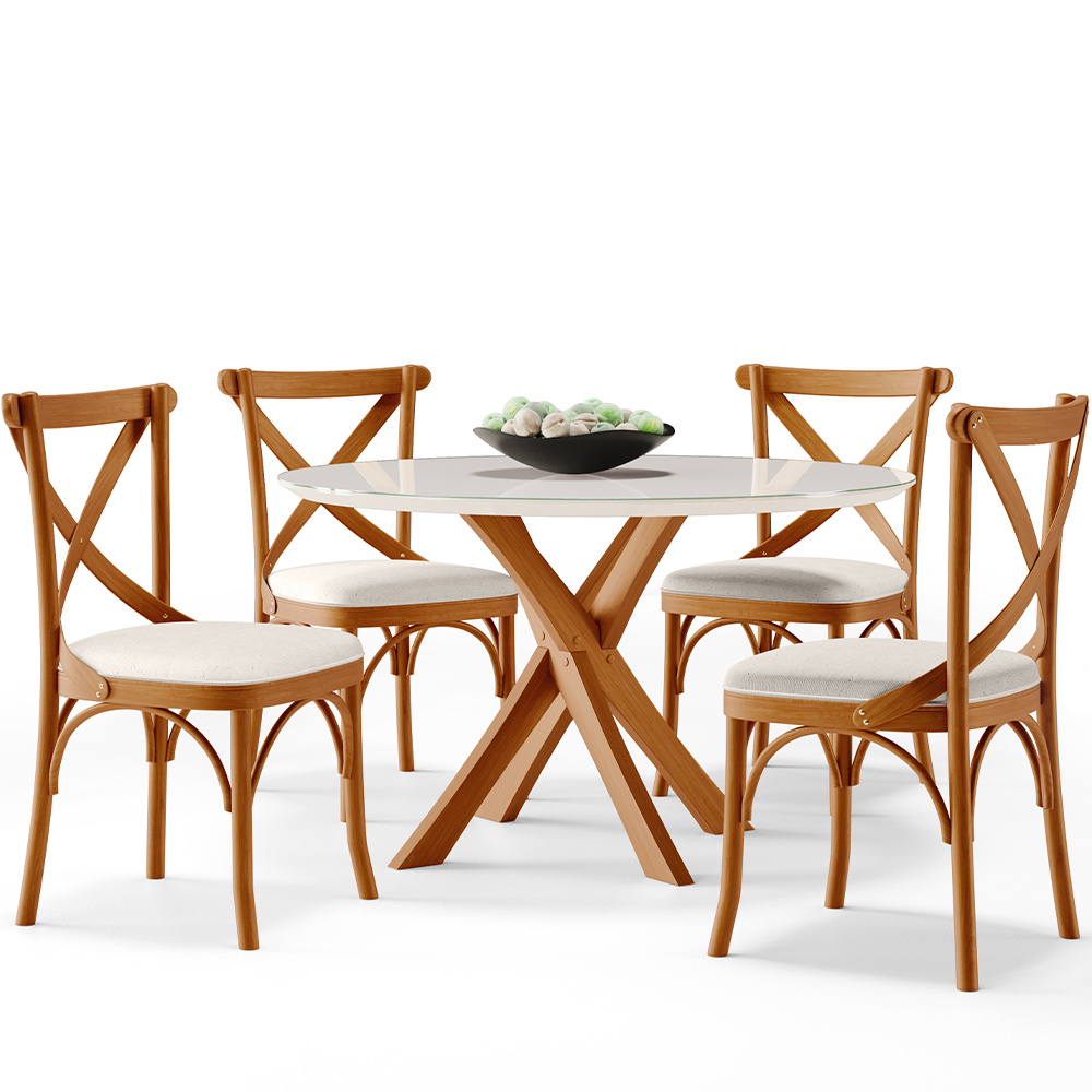 Cadeira Para Sala de Jantar e Estar Living Estofada Ávila L02 Linho Cru - Lyam