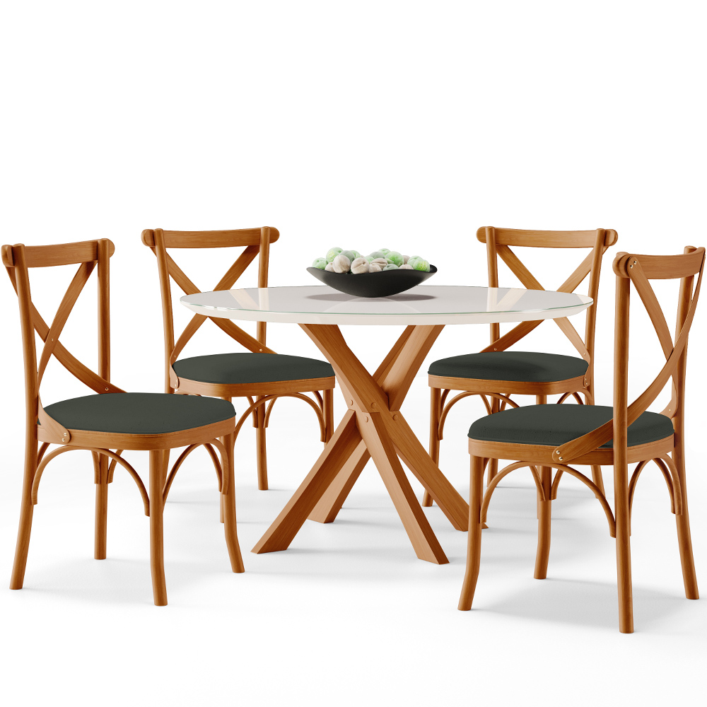 Cadeira Para Sala de Jantar e Estar Living Estofada Ávila L02 Linho Verde Musgo - Lyam