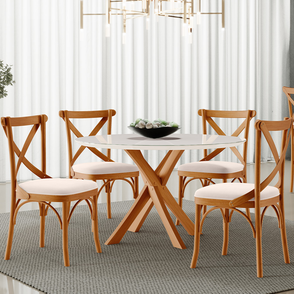 Cadeira Para Sala de Jantar e Estar Living Estofada Ávila L02 Suede Bege - Lyam