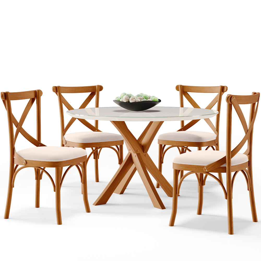 Cadeira Para Sala de Jantar e Estar Living Estofada Ávila L02 Suede Bege - Lyam